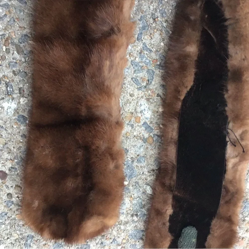 Vintage Brown Genuine Mink Fur Collar Neck Wrap